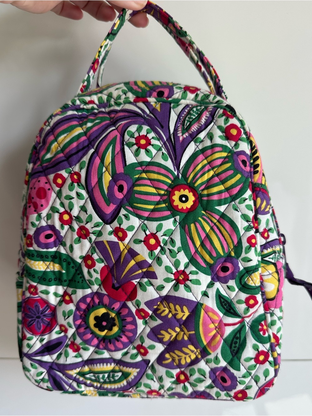 Vera Bradley Lunch Bag Box Viva La Vera Pattern Floral Cream Green Purple
